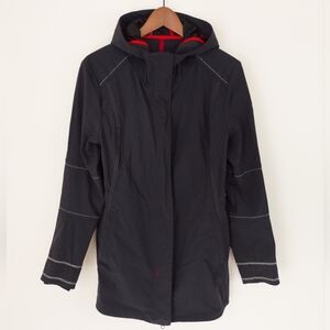 Alp N Rock Uptown Shell Jacket Black Hooded Full Zip Contrast Stitch Size Large